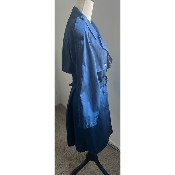 Burberry Kensington Lightweight Long Navy Belted Double Breasted Trench Coat L - Picture 4 of 13